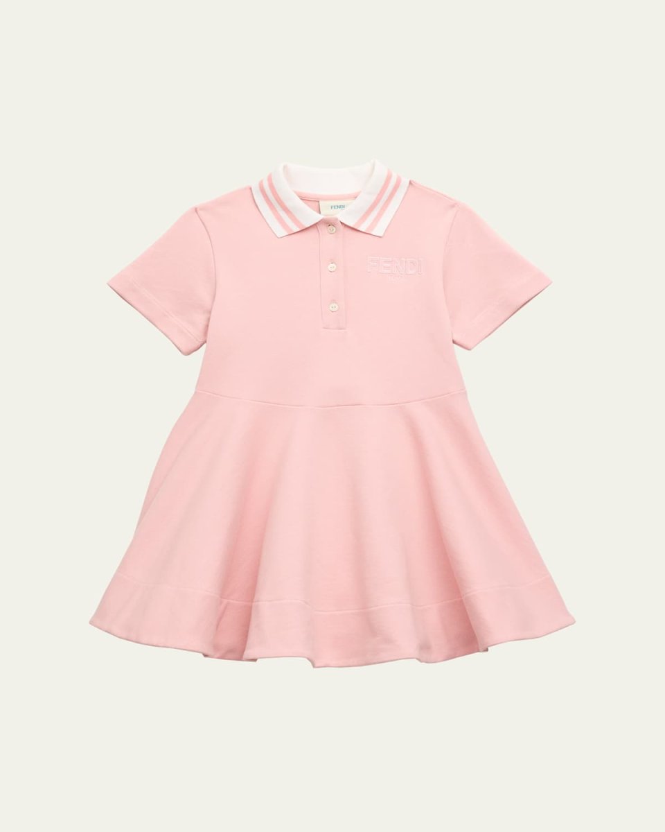 Girl's Embroidered Logo-Print Polo Dress, Size 3-